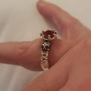 Ruby skull engagement wedding ring promise size 8